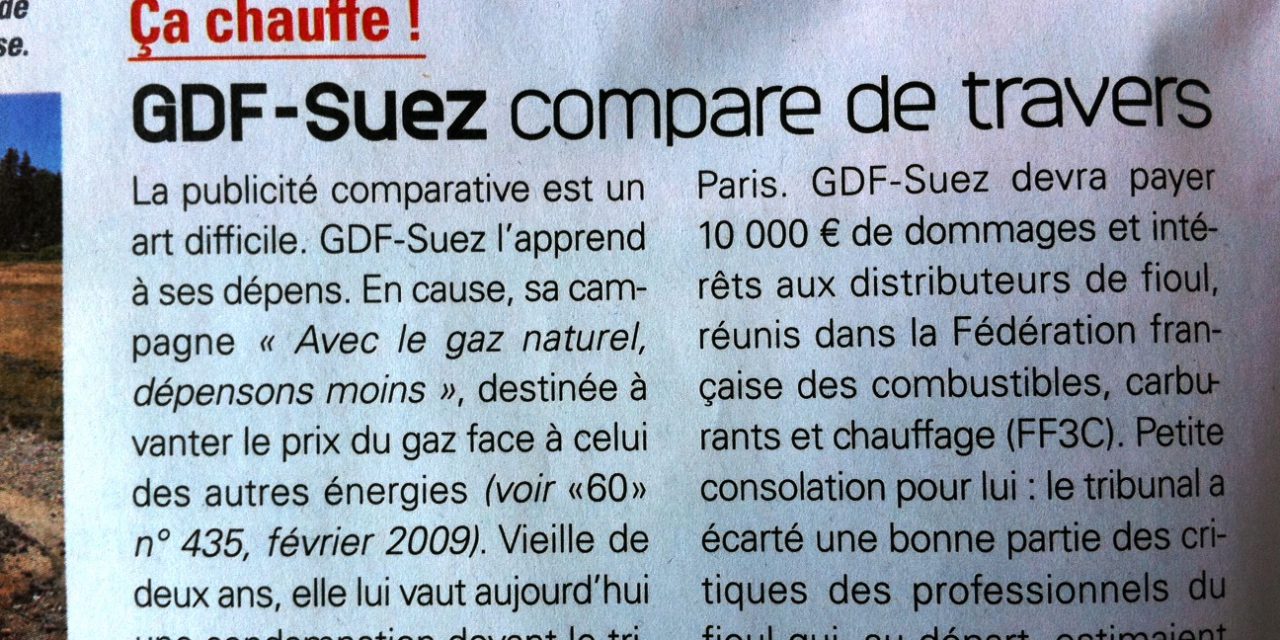 Publicité comparative: GDF Suez condamné