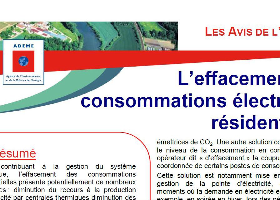 Effacement résidentiel: un avis de l’Ademe