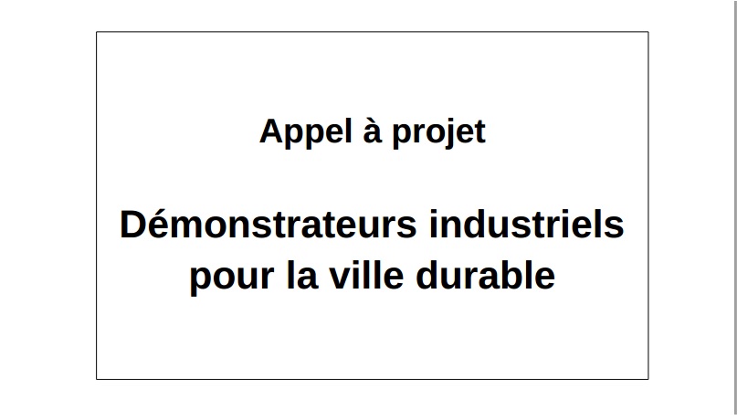 Ville durable: appel à projets