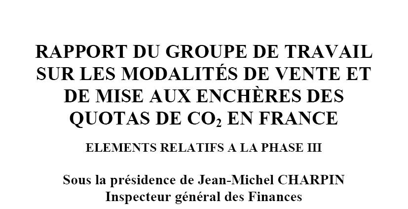 Rapport Charpin sur les mises aux enchères de quotas de CO2