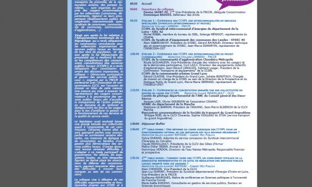 Colloque FNCCR sur les CCSPL