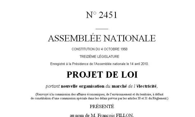 Projet de loi NOME: position de l&rsquo;UFC Que choisir