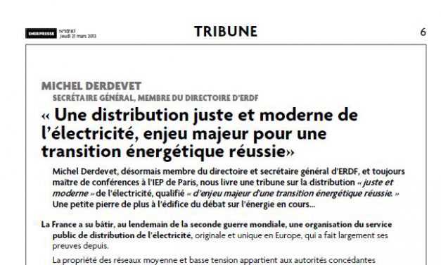 M. Derdevet: poursuivre les investissements sur les réseaux