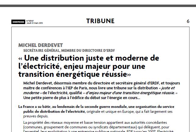 M. Derdevet: poursuivre les investissements sur les réseaux
