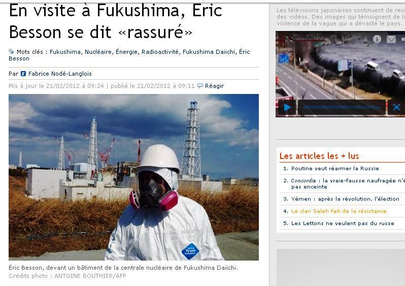 Fukushima: Eric Besson «rassuré»