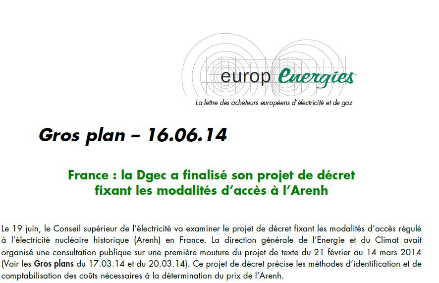 Arenh: Europ’énergies décrypte le projet de décret