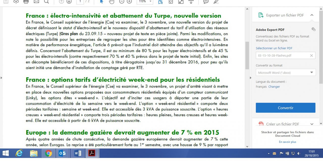 Electricité: vers un tarif week-end?