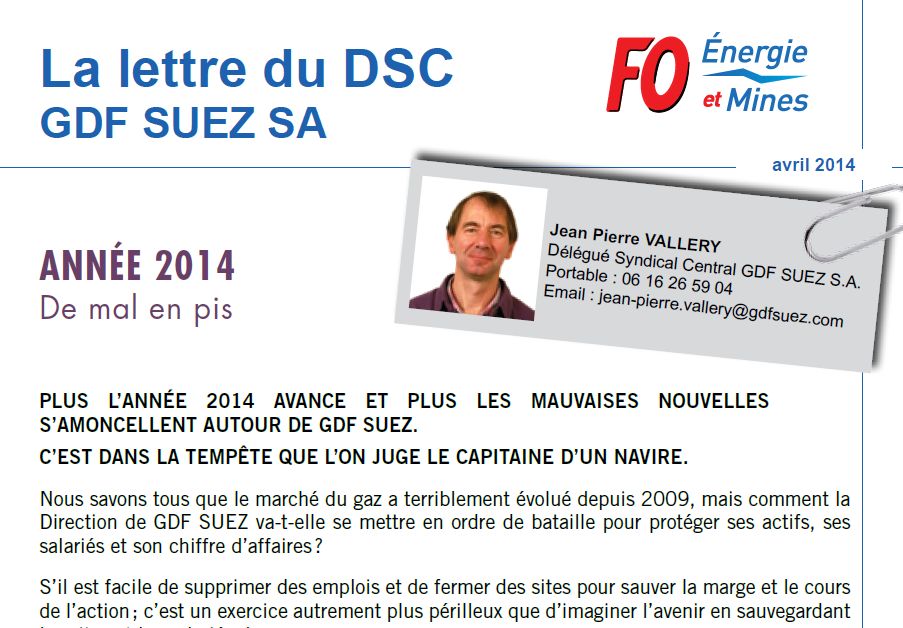 GDF Suez: FO pessimiste