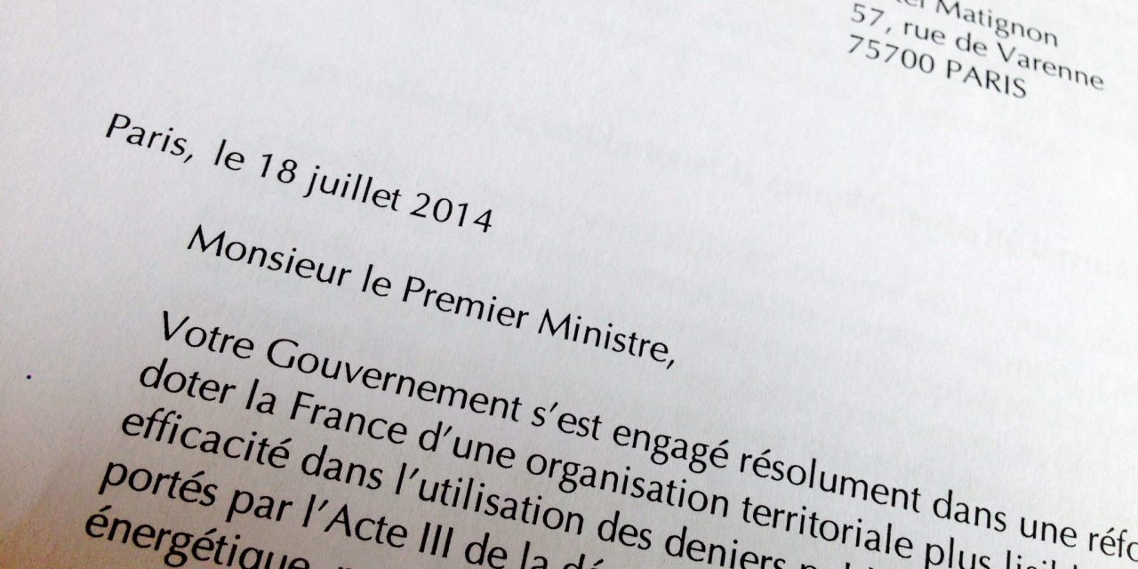 Grands syndicats intercommunaux ou mixtes: lettre à Matignon