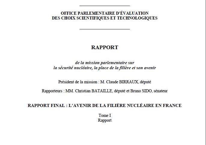 OPECST: avenir de la filière nucléaire en France