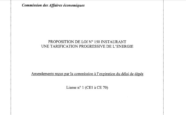 Tarification progressive: premiers amendements