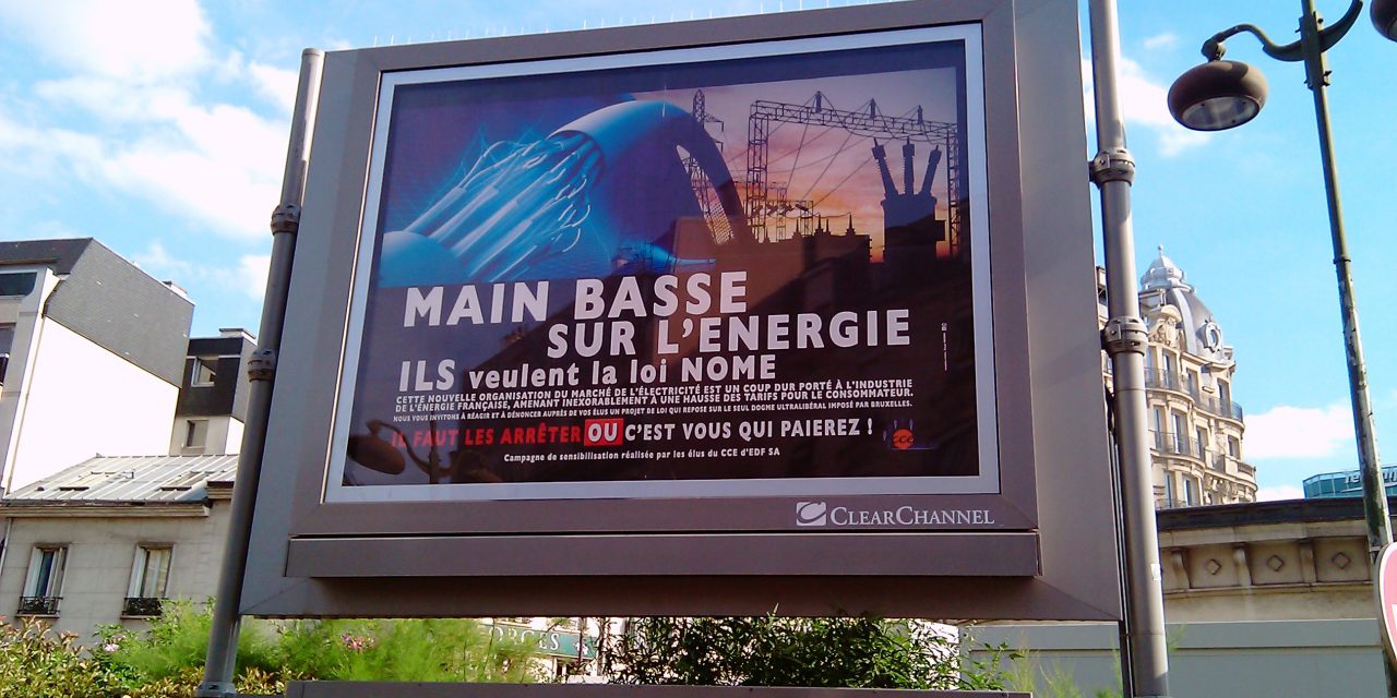 Campagne d’affichage contre le projet de loi NOME