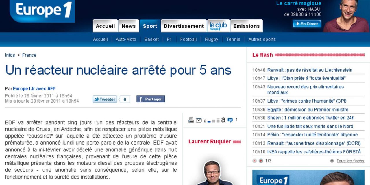 Europe 1 arrête un réacteur nucléaire pendant 5 ans