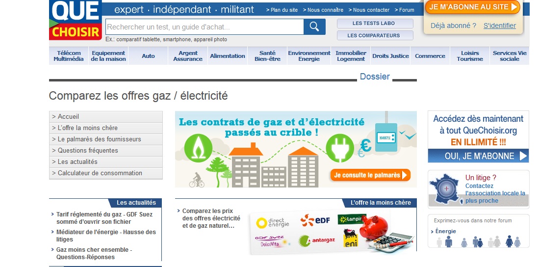 L’UFC-Que Choisir lance son comparateur énergie