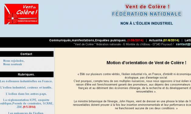 Eolien: Vent de colère attaquera le futur arrêté tarifaire