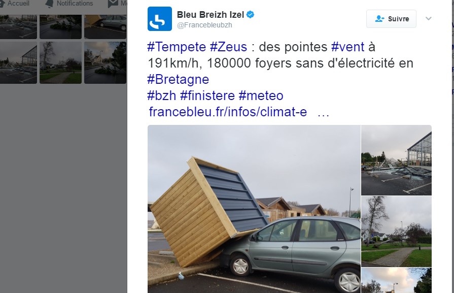 Tempête Zeus: plus de 638.000 foyers sans électricité