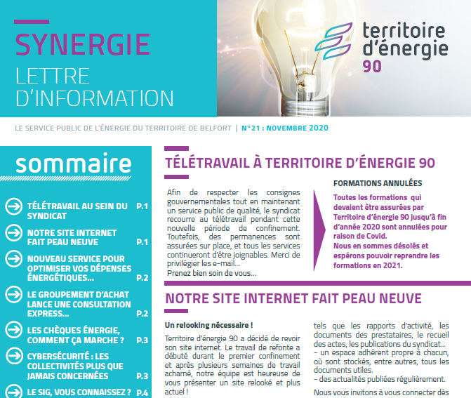 « Synergie » : TE 90 publie sa lettre d’information