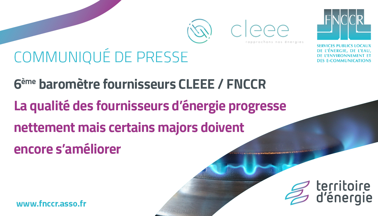 Fournisseurs d’énergie : publication du 6e baromètre CLEEE-FNCCR
