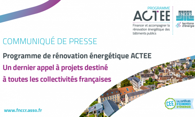 Programme ACTEE : ultime appel à projets lancé par la FNCCR